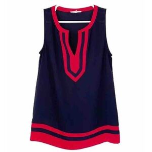 41 HAWTHORN STITCHFIX top size S navy blue red sleeveless shirt